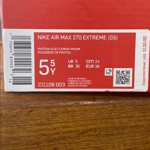 Nike Air Max 270 extreme kids 5.5 women’s 7